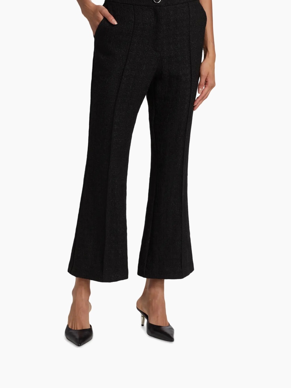 Milly Betsy Black Boucle Ankle Flare Dress Pants